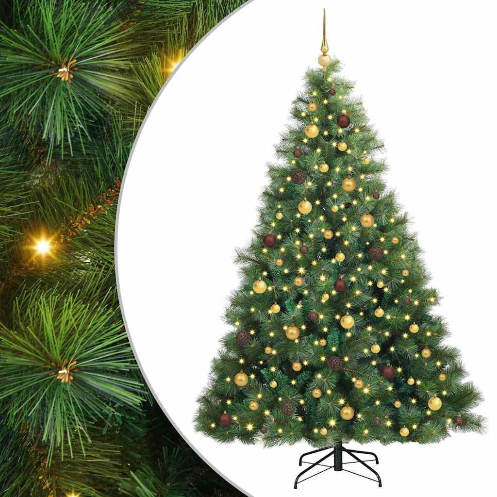 Kunstigt juletræ med 300 LED'er Grøn 210 cm PE og PVC