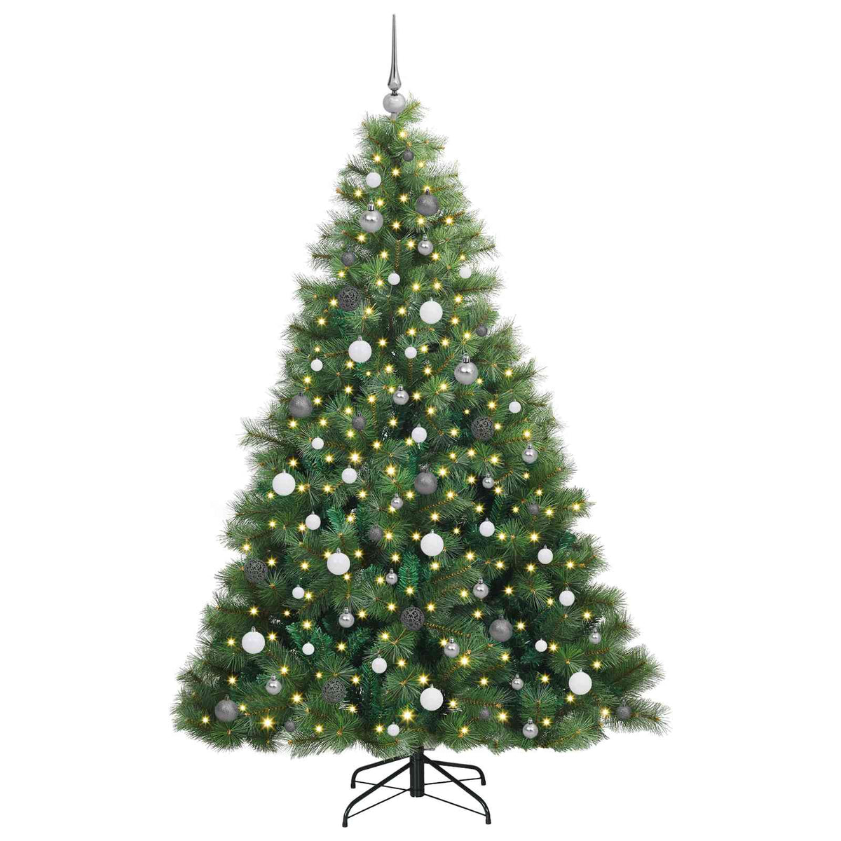 Kunstigt juletræ med 300 LED'er Grøn 210 cm PE og PVC