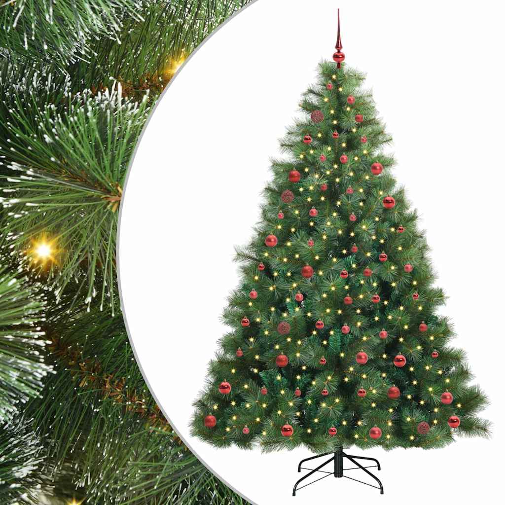Kunstigt juletræ med 300 LED'er Grøn 210 cm PE og PVC