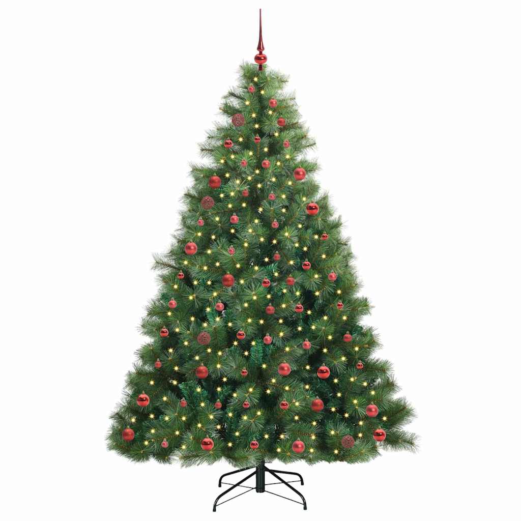 Kunstigt juletræ med 300 LED'er Grøn 210 cm PE og PVC