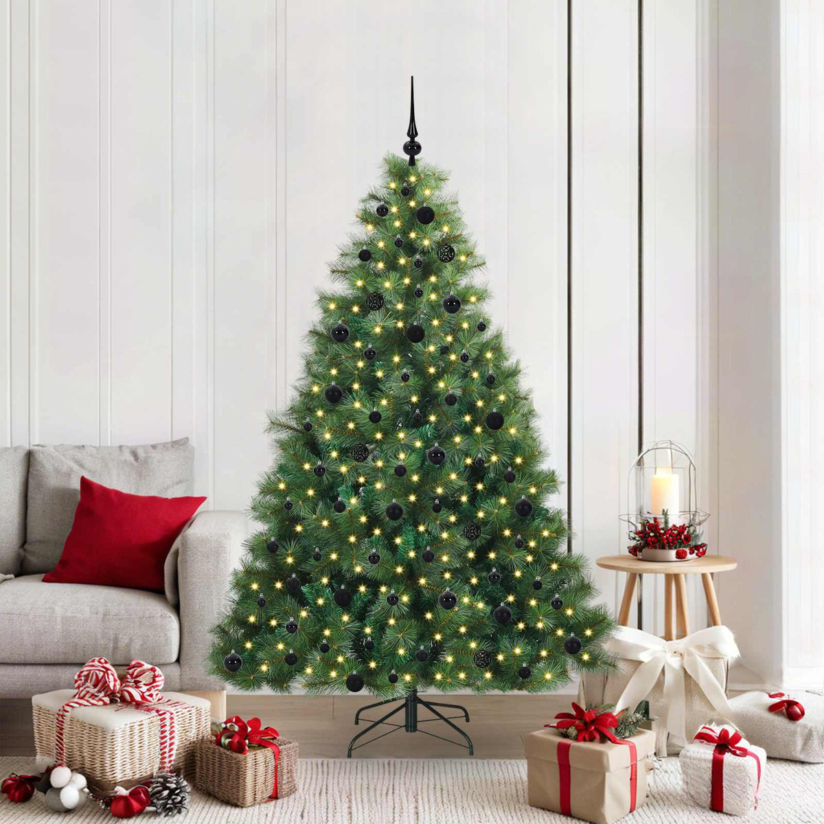Kunstigt juletræ med 300 LED'er Grøn 210 cm PE og PVC