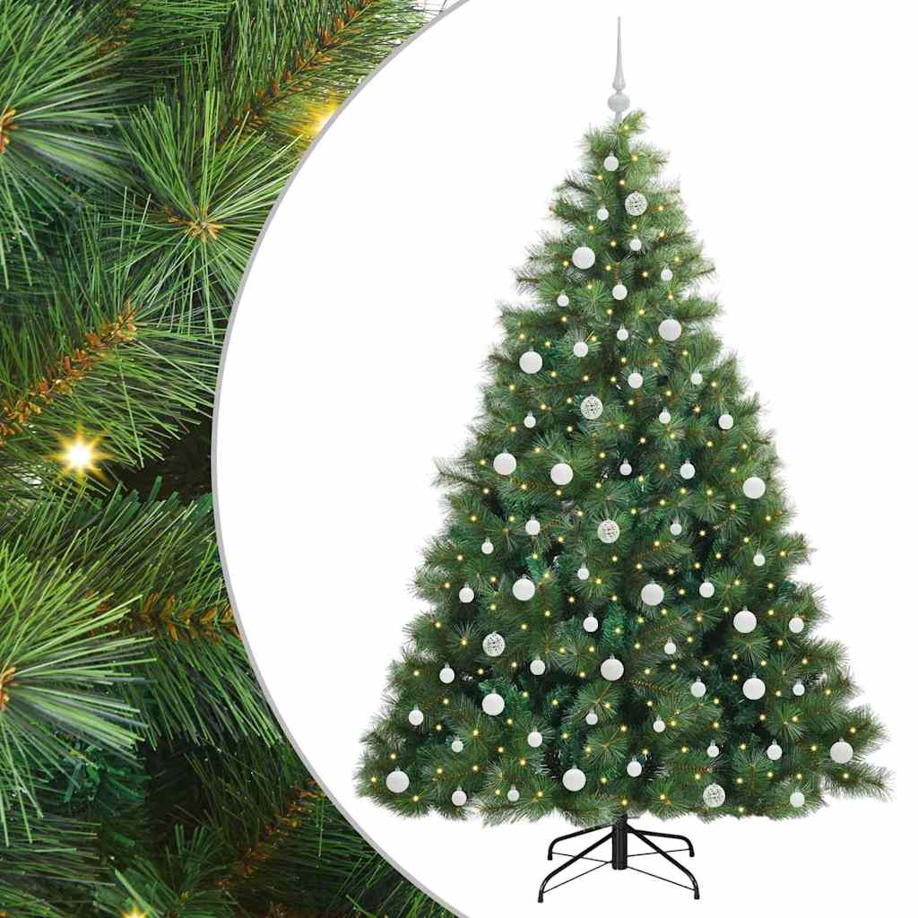Kunstigt juletræ med 300 LED'er Grøn 210 cm PE og PVC