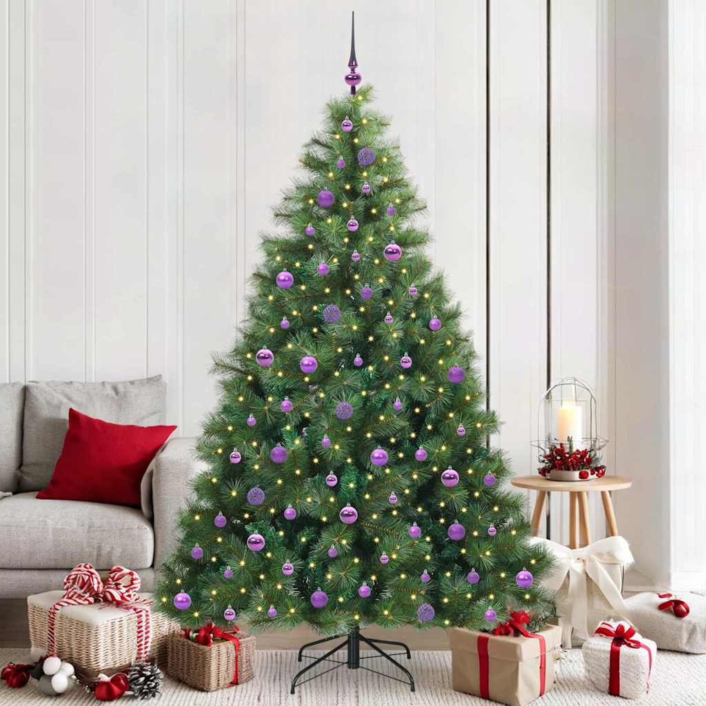 Kunstigt juletræ med 300 LED'er Grøn 210 cm PE og PVC