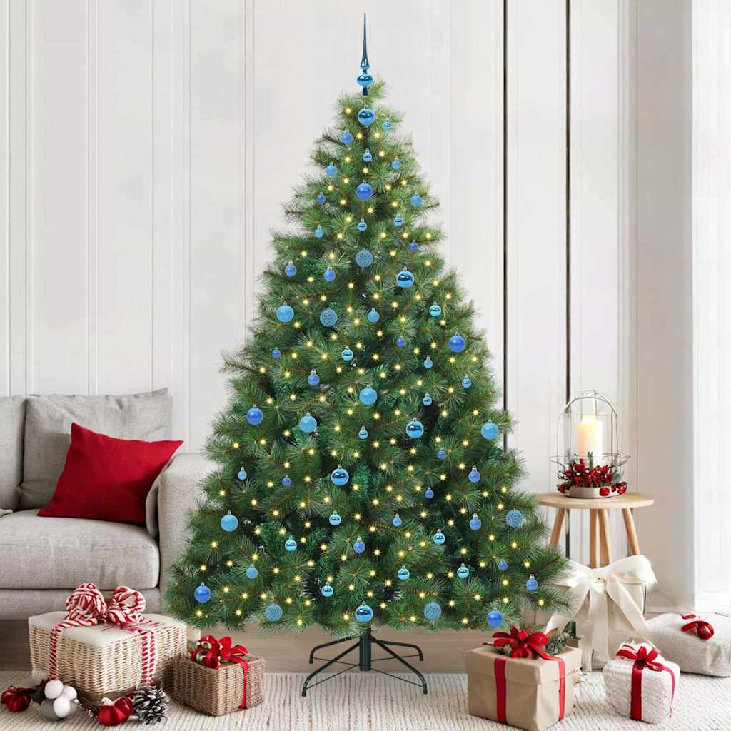 Kunstigt juletræ med 300 LED'er Grøn 210 cm PE og PVC