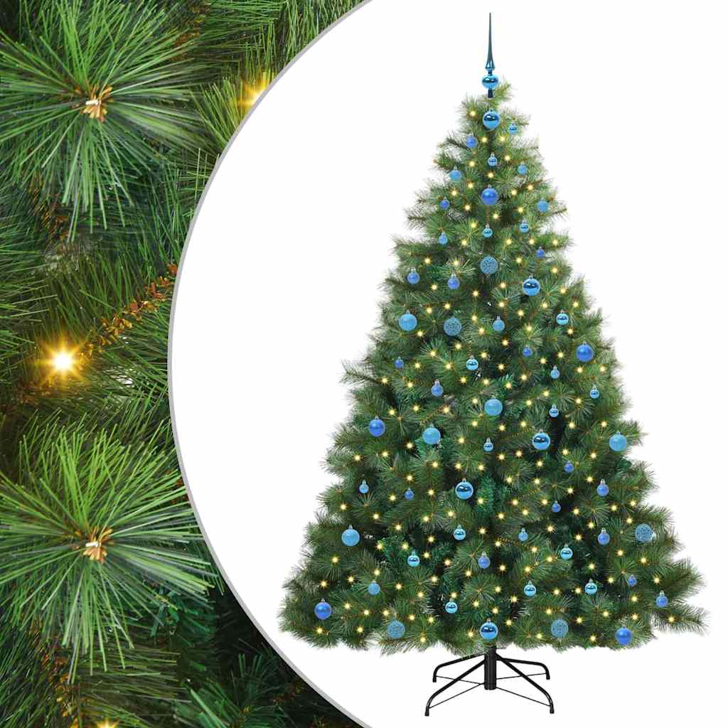Kunstigt juletræ med 300 LED'er Grøn 210 cm PE og PVC