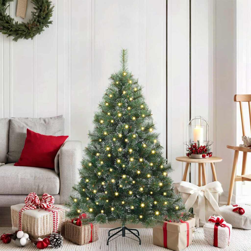 Kunstigt juletræ med 150 LED'er Grøn 120 cm PE og PVC