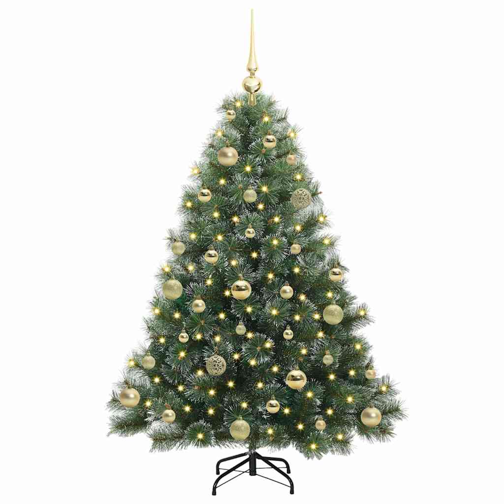 Kunstigt juletræ med 150 LED'er Grøn 120 cm PE og PVC