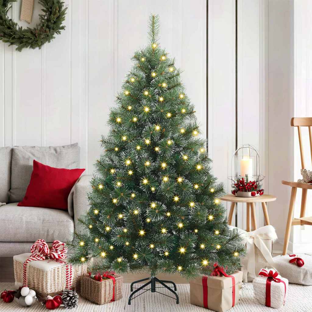 Kunstigt juletræ med 150 LED'er Grøn 150 cm PE og PVC
