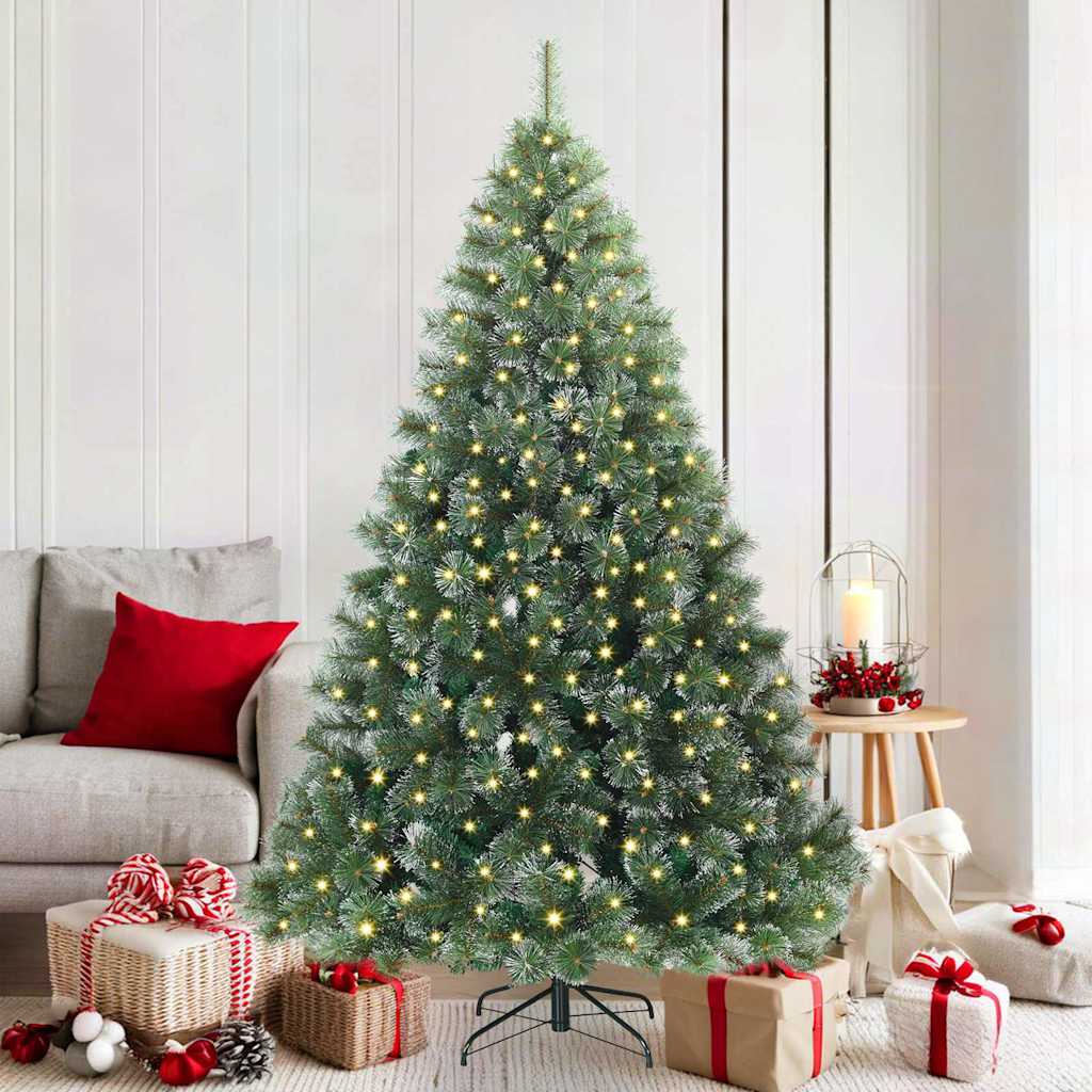 Kunstigt juletræ med 300 LED'er Grøn 180 cm PE og PVC
