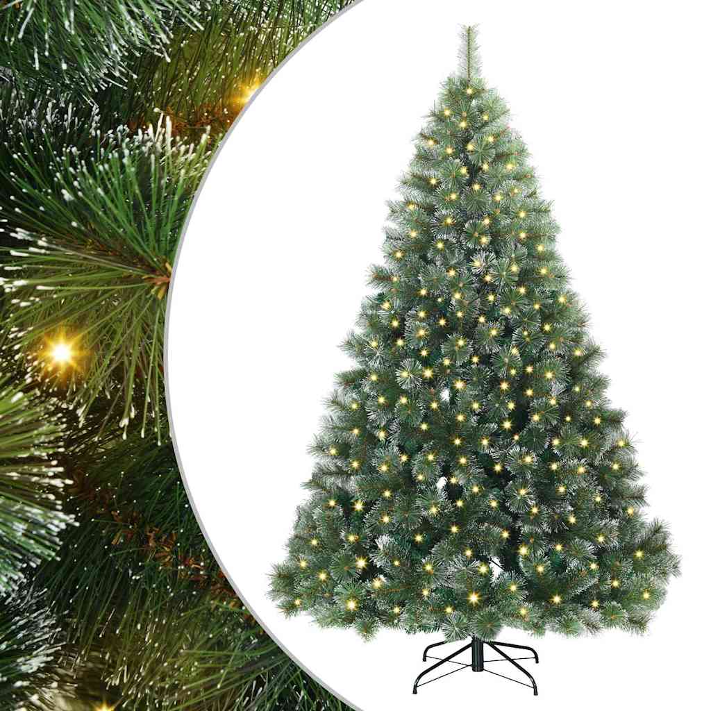 Kunstigt juletræ med 300 LED'er Grøn 180 cm PE og PVC