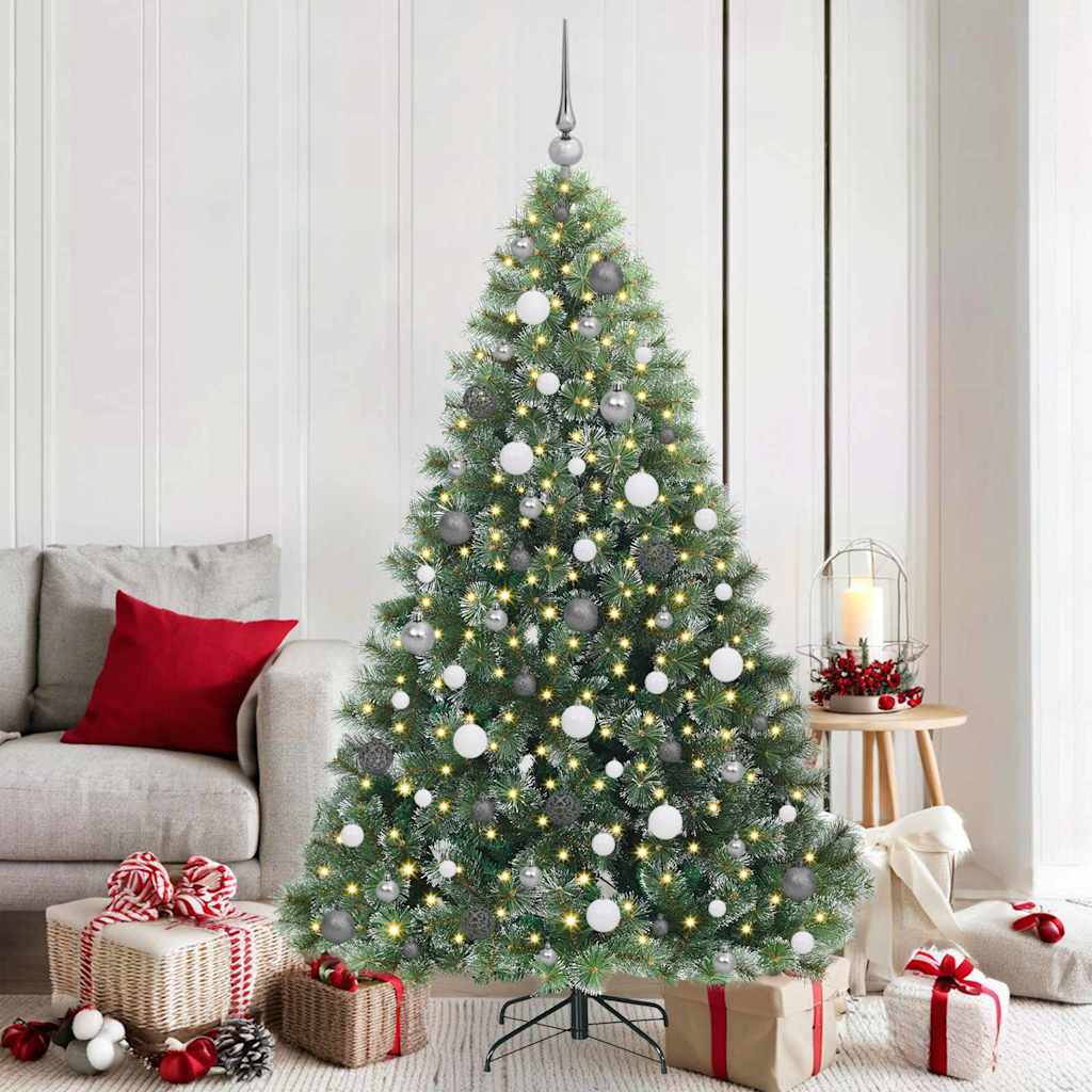 Kunstigt juletræ med 300 LED'er Grøn 180 cm PE og PVC