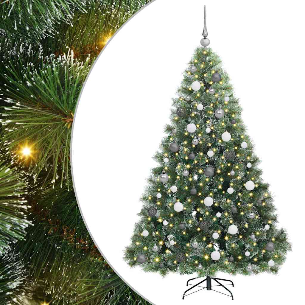 Kunstigt juletræ med 300 LED'er Grøn 180 cm PE og PVC