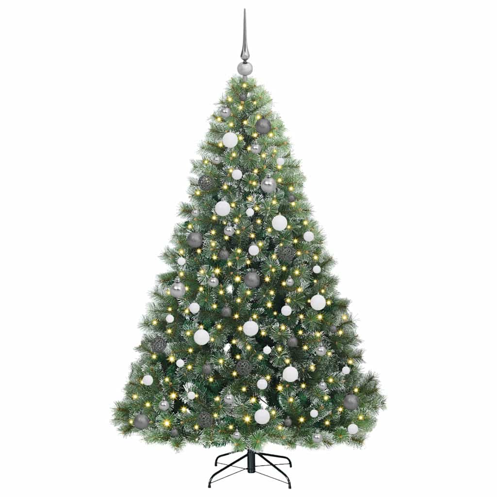 Kunstigt juletræ med 300 LED'er Grøn 180 cm PE og PVC