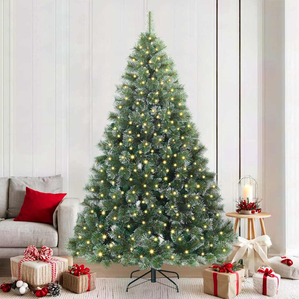 Kunstigt juletræ med 300 LED'er Grøn 210 cm PE og PVC
