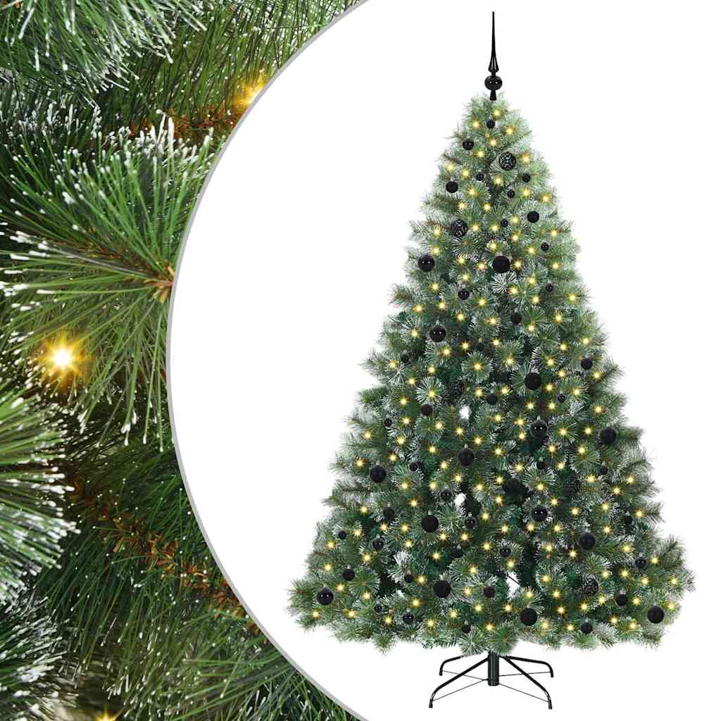 Kunstigt juletræ med 300 LED'er Grøn 210 cm PE og PVC