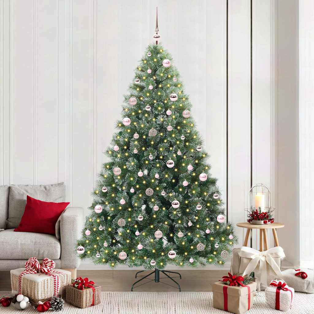 Kunstigt juletræ med 300 LED'er Grøn 210 cm PE og PVC
