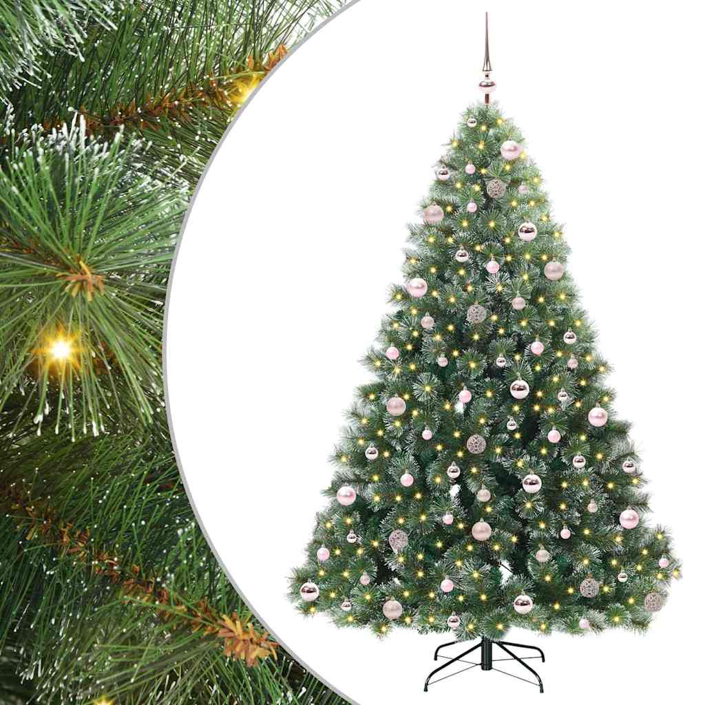 Kunstigt juletræ med 300 LED'er Grøn 210 cm PE og PVC