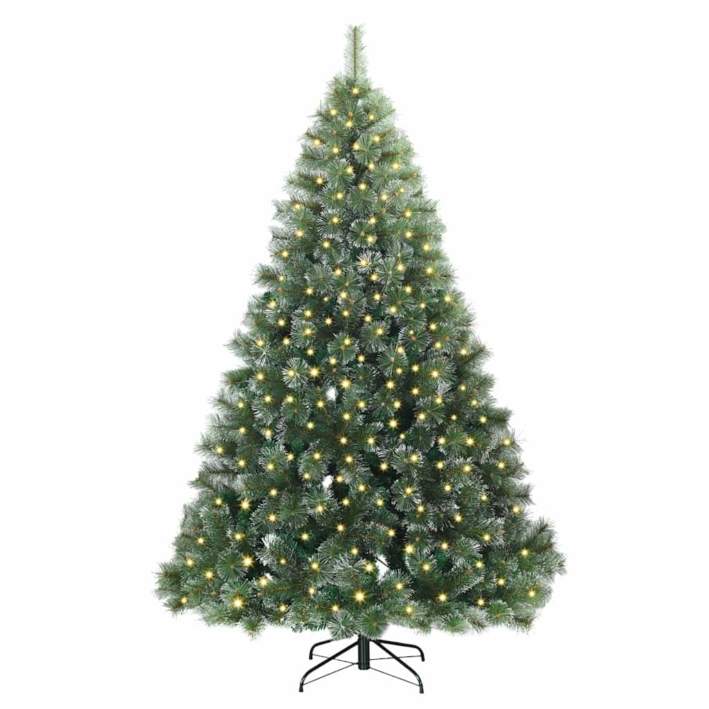 Kunstigt juletræ med 300 LED'er Grøn 240 cm PE og PVC