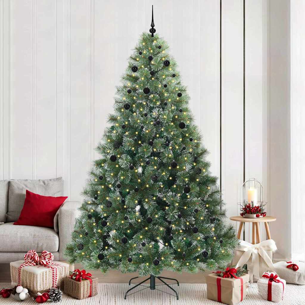 Kunstigt juletræ med 300 LED'er Grøn 240 cm PE og PVC