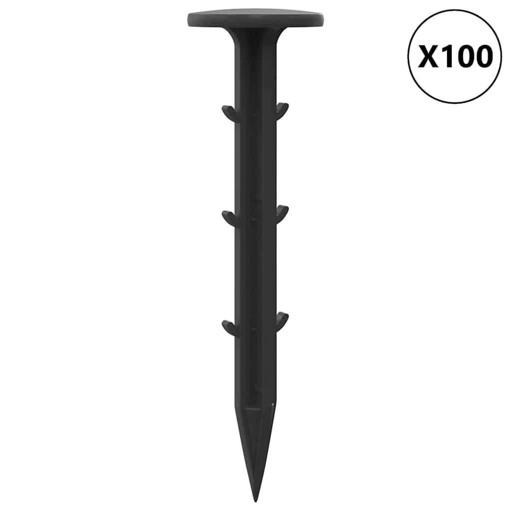 Jordpløkker 100 stk. Sort Ø3 x 11 cm Plastik