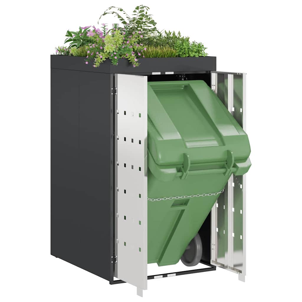 Affaldsspand opbevaring med plante-tag til 240L spand Antracit