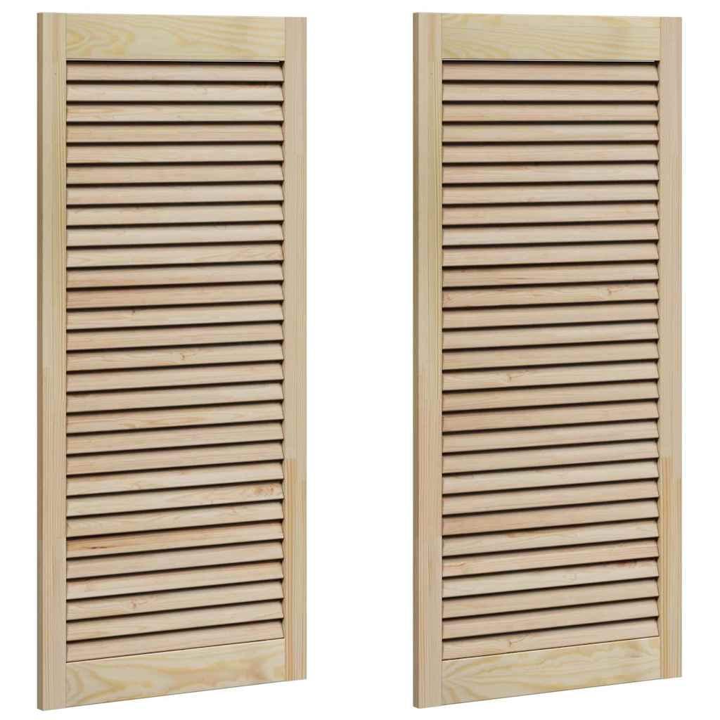 Skabsdør 2 stk. Naturfarvet 110 x 49,5 cm Massivt fyrretræ