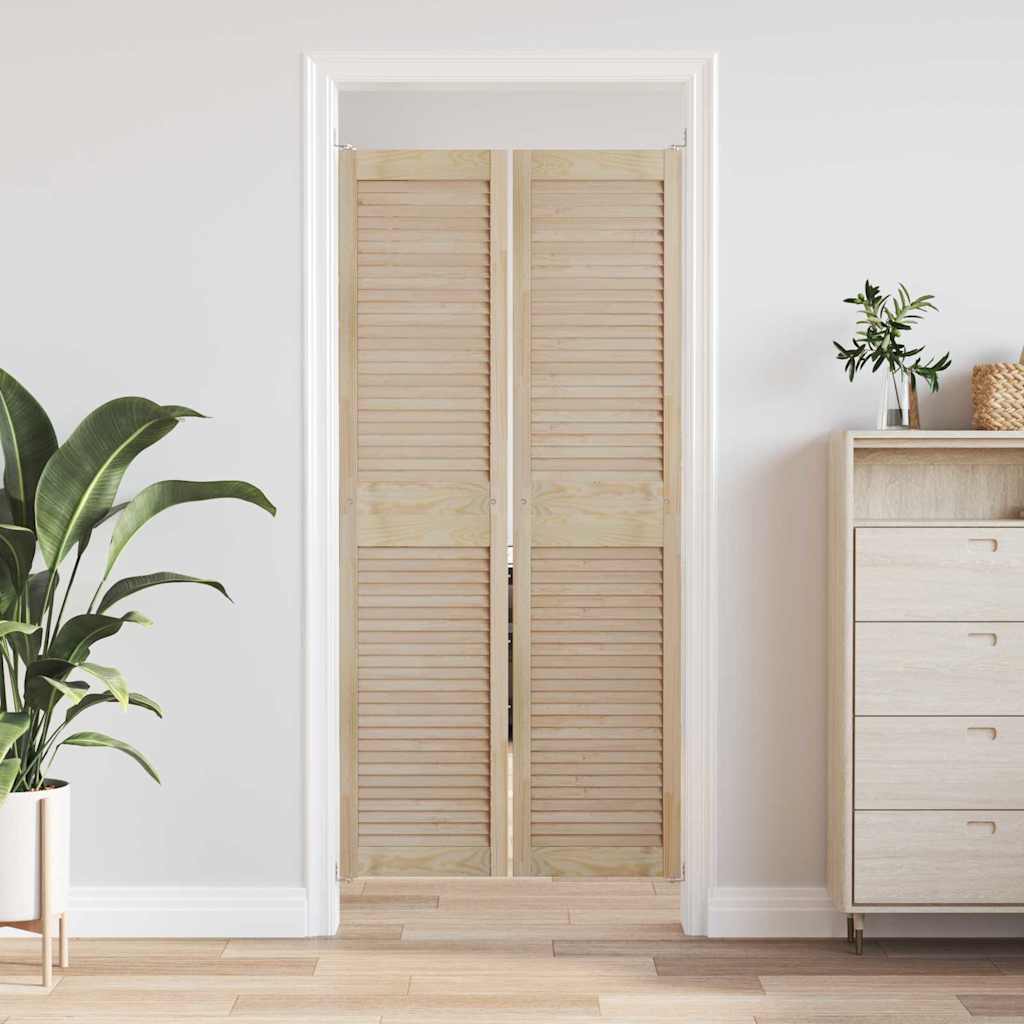 Skabsdør 2 stk. Naturfarvet 170 x 39,5 cm Massivt fyrretræ