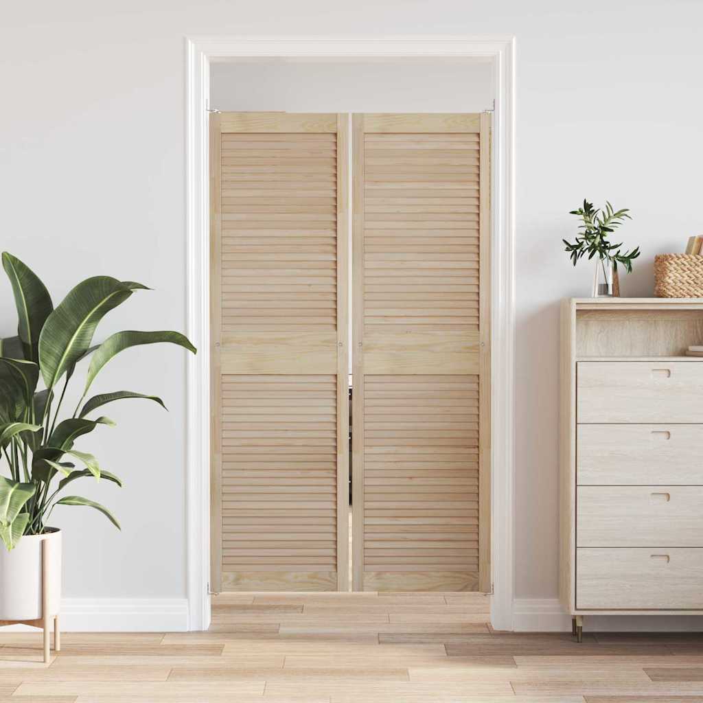 Skabsdør 2 stk. Naturfarvet 170 x 49,5 cm Massivt fyrretræ
