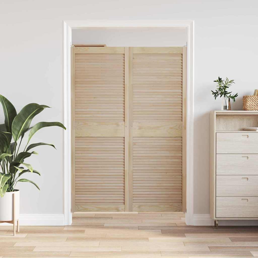 Skabsdør 2 stk. Naturfarvet 170 x 59,5 cm Massivt fyrretræ