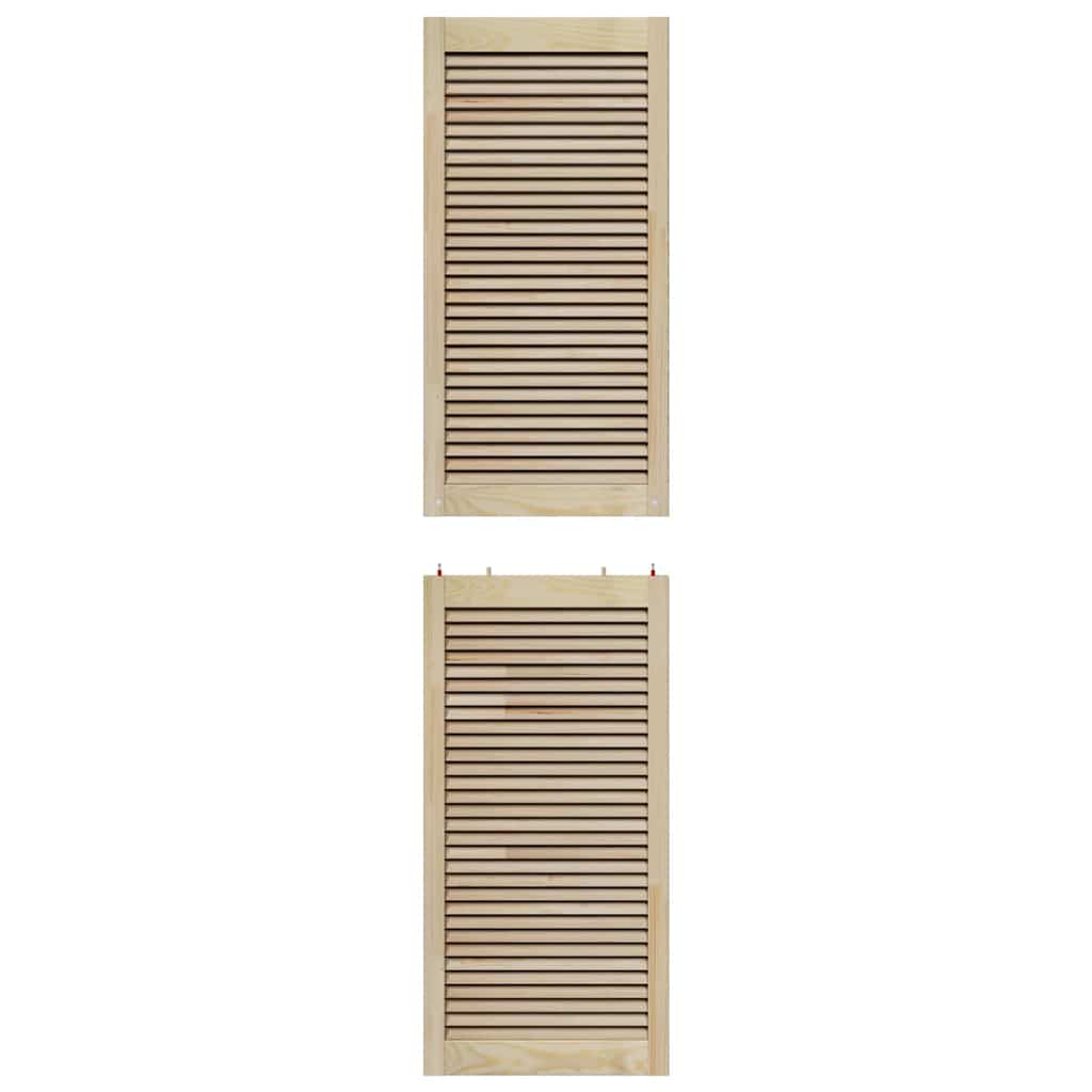 Skabsdør 2 stk. Naturfarvet 201 x 49,5 cm Massivt fyrretræ
