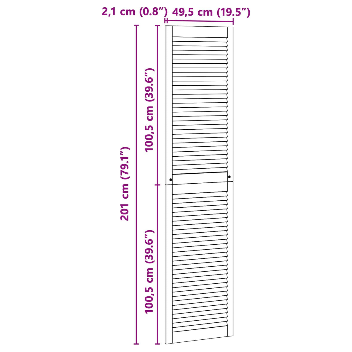Skabsdør 2 stk. Naturfarvet 201 x 49,5 cm Massivt fyrretræ