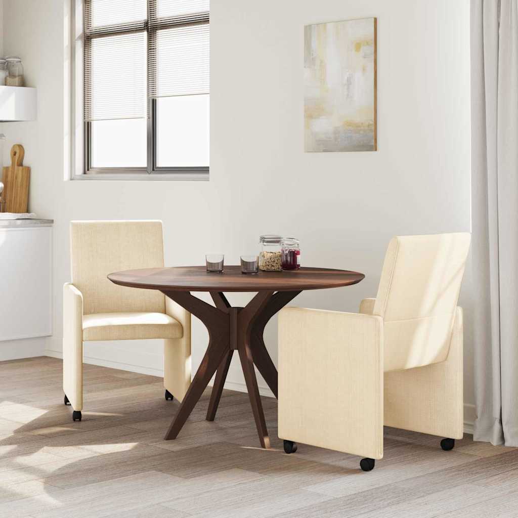 Spisebordsstole med hjul 2 stk. Corduroy stof Creme