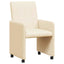 Spisebordsstole med hjul 2 stk. Corduroy stof Creme