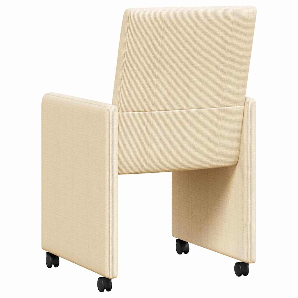 Spisebordsstole med hjul 2 stk. Corduroy stof Creme