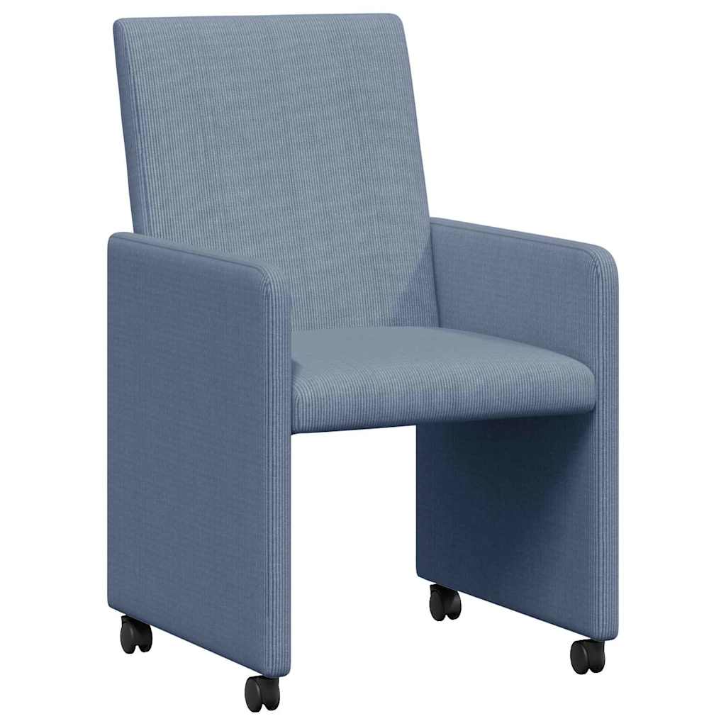 Spisebordsstole med hjul 2 stk. Corduroy stof Blå