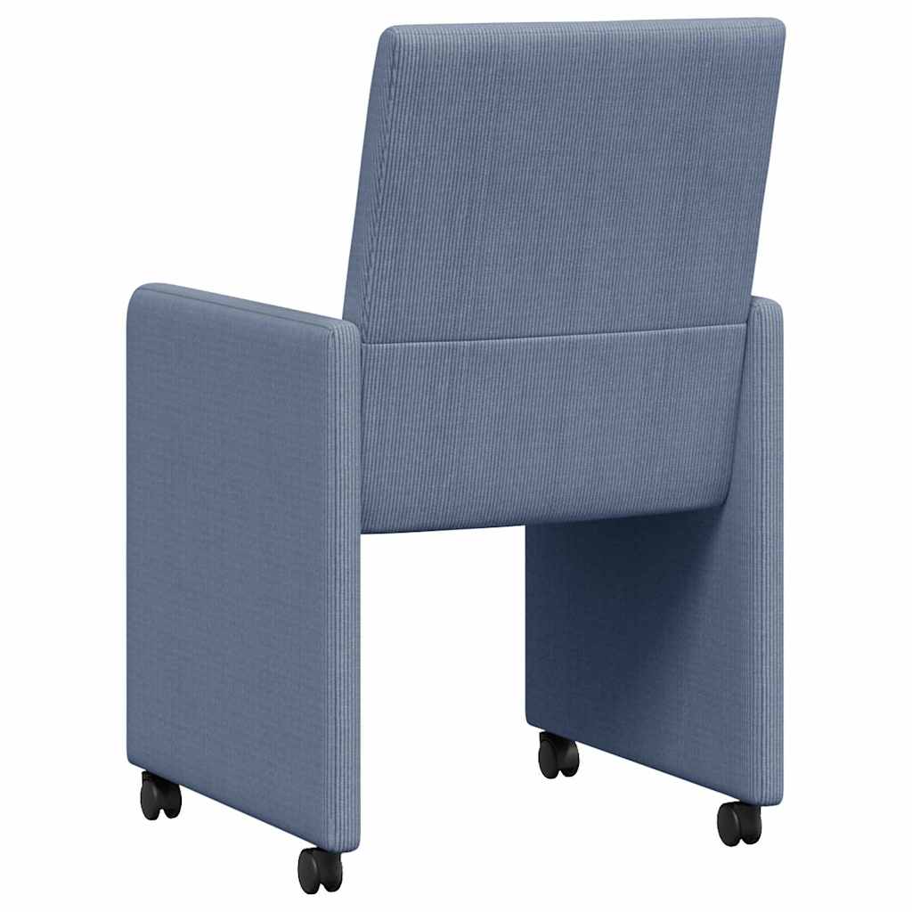 Spisebordsstole med hjul 2 stk. Corduroy stof Blå