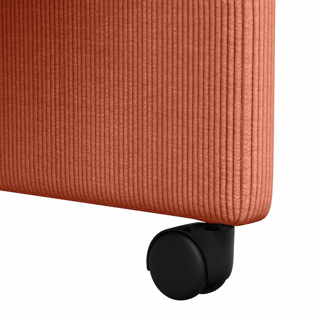 Spisebordsstole med hjul 2 stk. Corduroy stof Rød orange