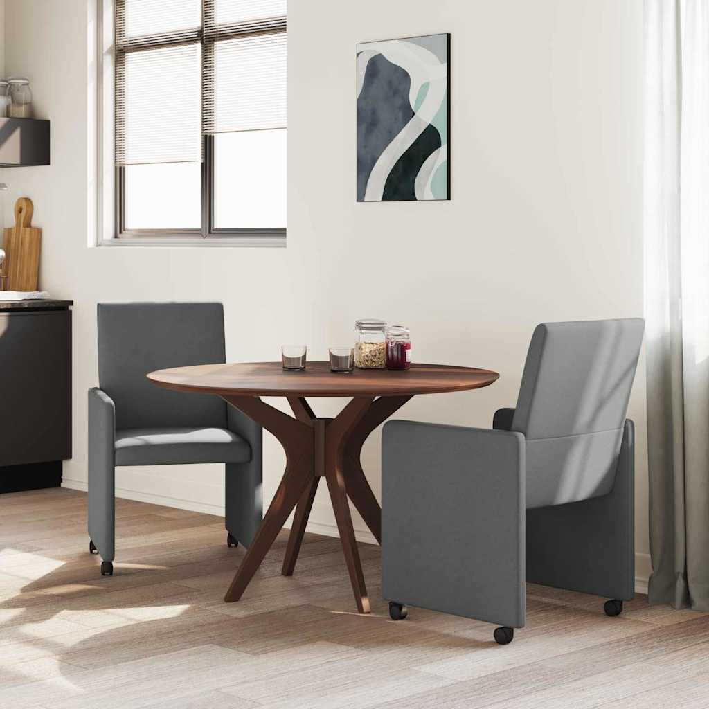 Spisebordsstole med hjul 2 stk. Stof Mørkegrå 57 x 66 x 94 cm