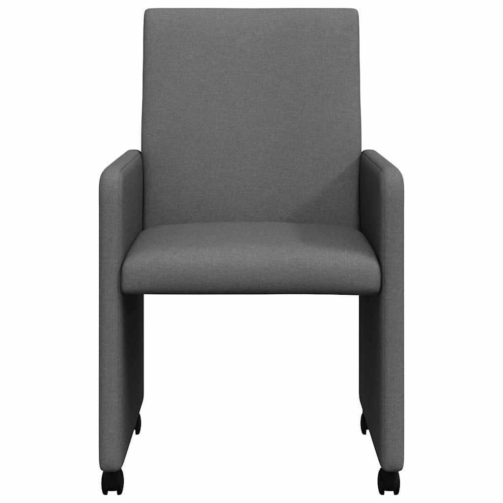 Spisebordsstole med hjul 2 stk. Stof Mørkegrå 57 x 66 x 94 cm