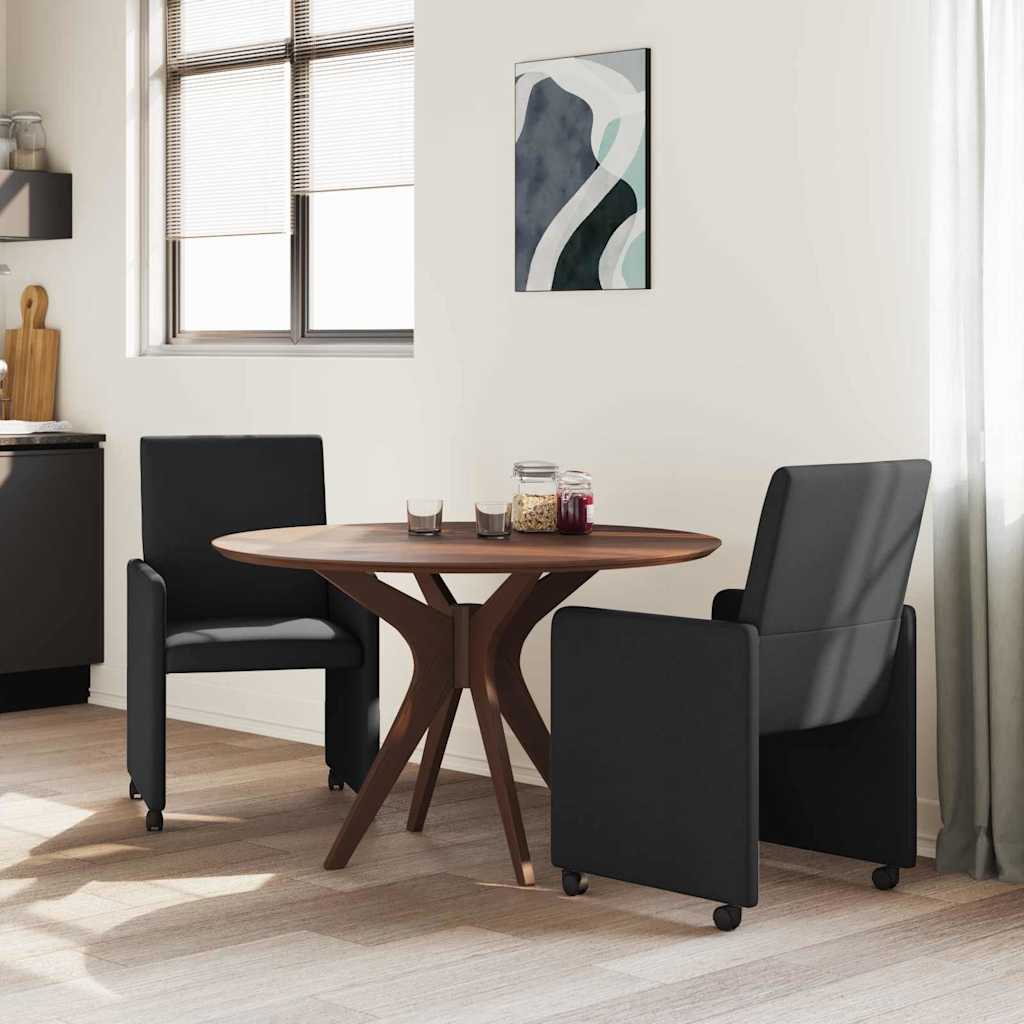 Spisebordsstole med hjul 2 stk. Stof Sort 57 x 66 x 94 cm