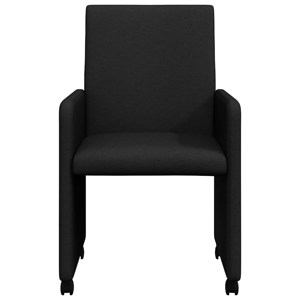 Spisebordsstole med hjul 2 stk. Stof Sort 57 x 66 x 94 cm