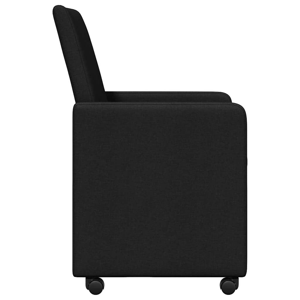 Spisebordsstole med hjul 2 stk. Stof Sort 57 x 66 x 94 cm