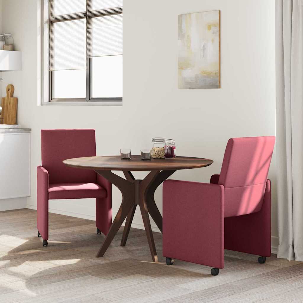 Spisebordsstole med hjul 2 stk. Stof Vinrød 57 x 66 x 94 cm