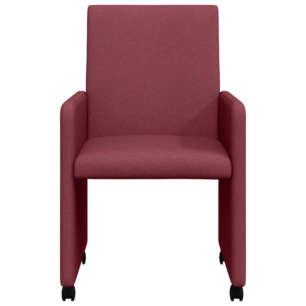 Spisebordsstole med hjul 2 stk. Stof Vinrød 57 x 66 x 94 cm