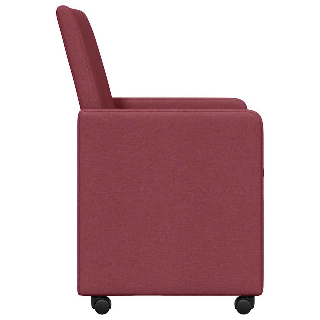 Spisebordsstole med hjul 2 stk. Stof Vinrød 57 x 66 x 94 cm
