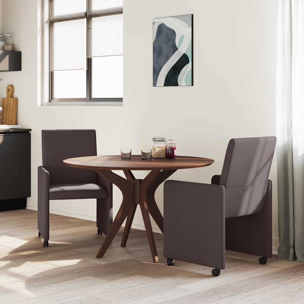 Spisebordsstole med hjul 2 stk. Stof Mørk Brun 57 x 66 x 94 cm