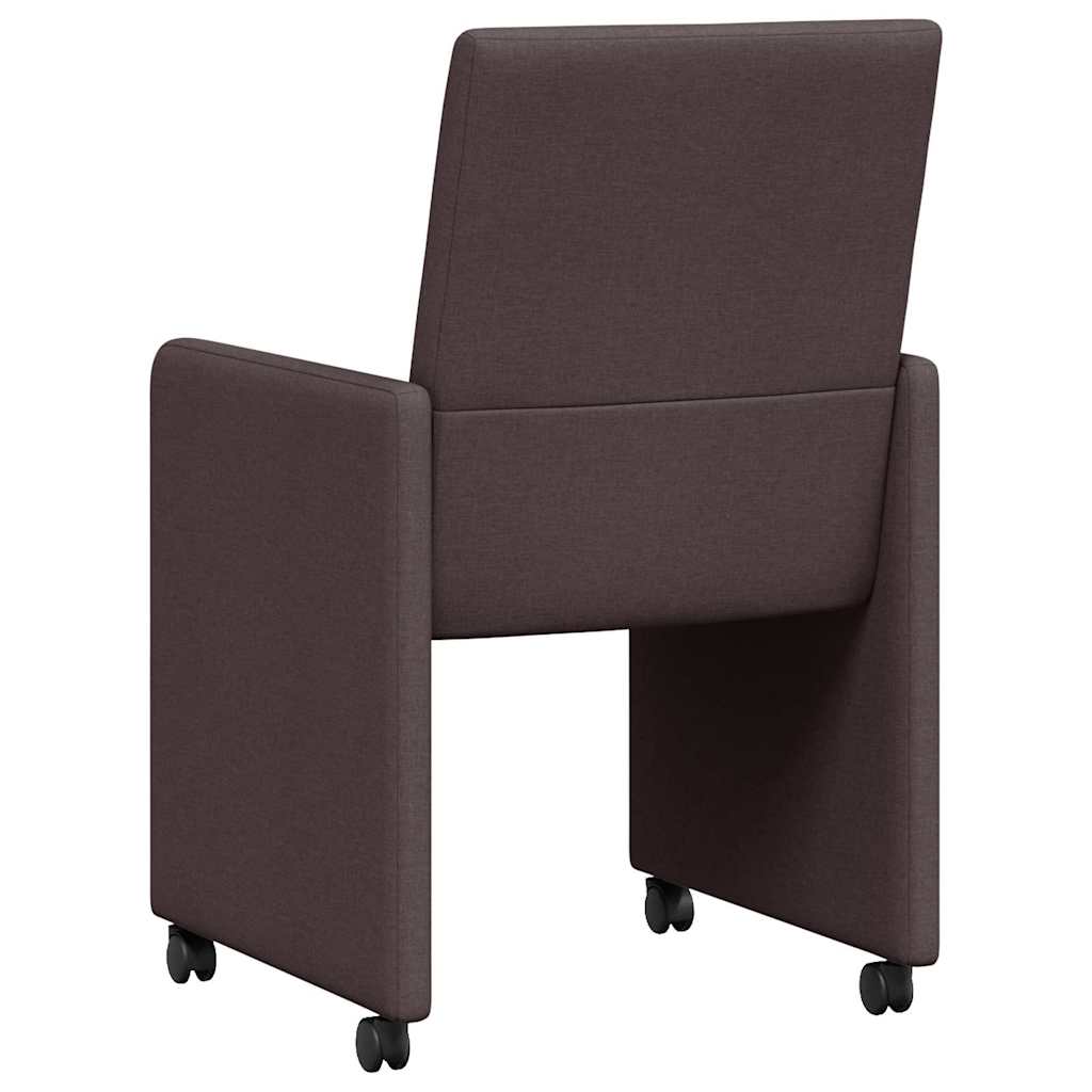 Spisebordsstole med hjul 2 stk. Stof Mørk Brun 57 x 66 x 94 cm