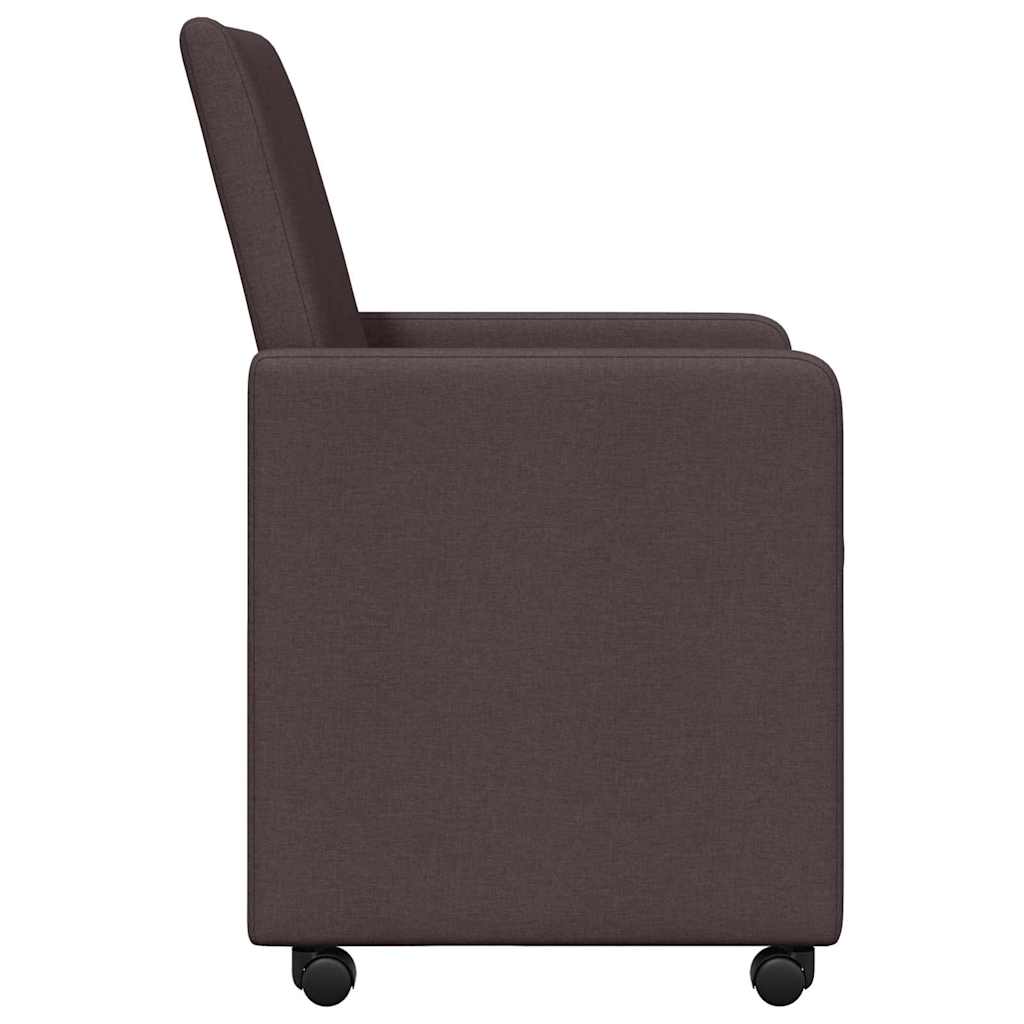 Spisebordsstole med hjul 2 stk. Stof Mørk Brun 57 x 66 x 94 cm