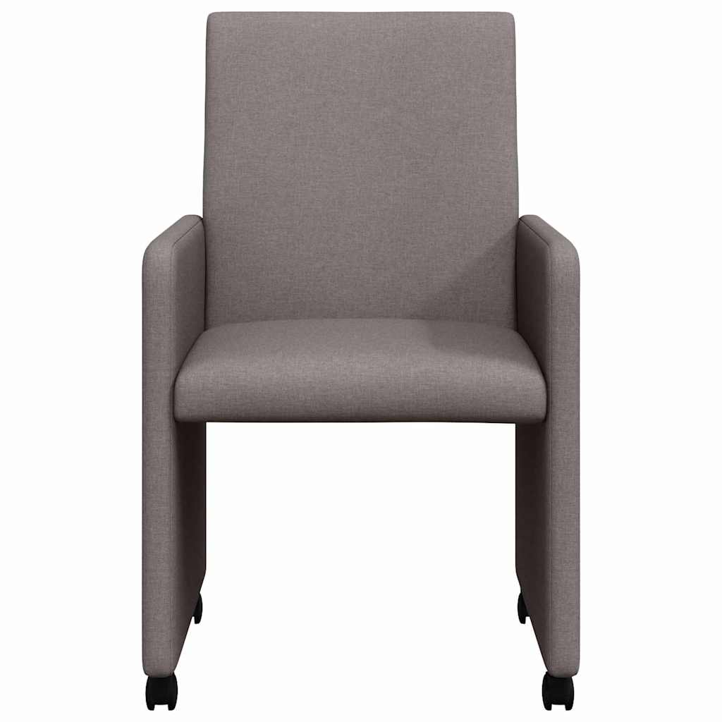 Spisebordsstole med hjul 2 stk. Stof Gråbrun 57 x 66 x 94 cm