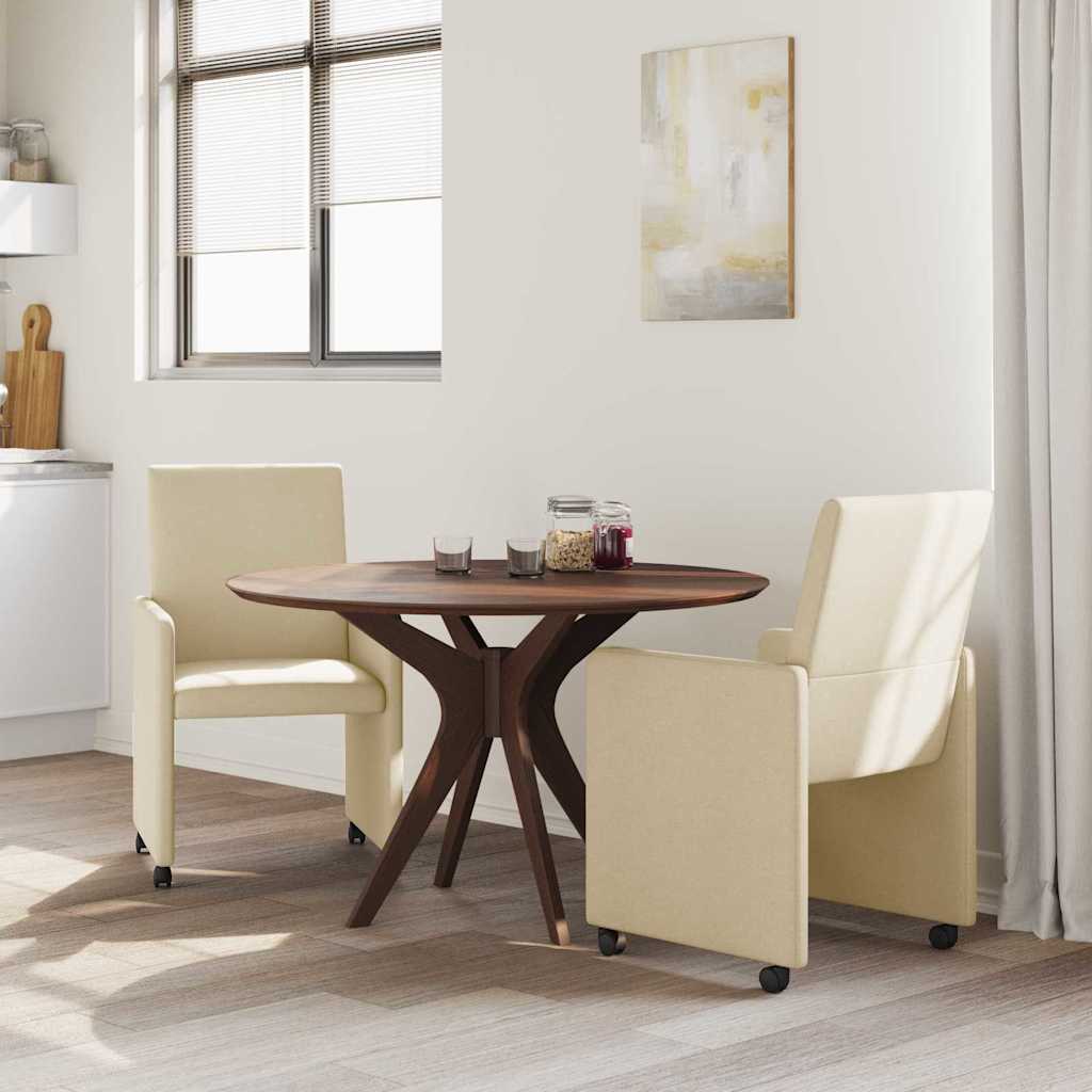 Spisebordsstole med hjul 2 stk. Stof Creme 57 x 66 x 94 cm